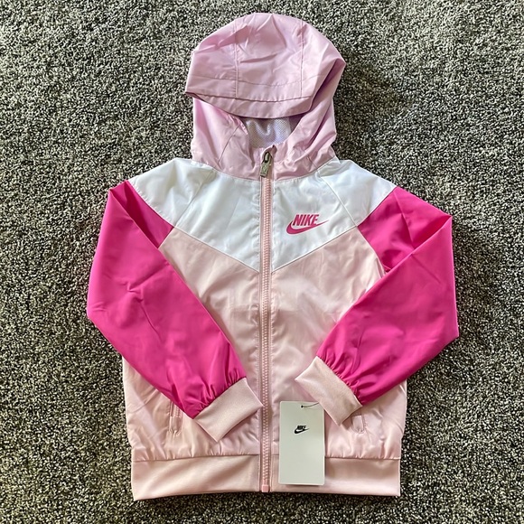 Nike Other - NEW! NIKE PINK AND WHITE ZIP-UP JACKET. SIZE 4. GIRLS.